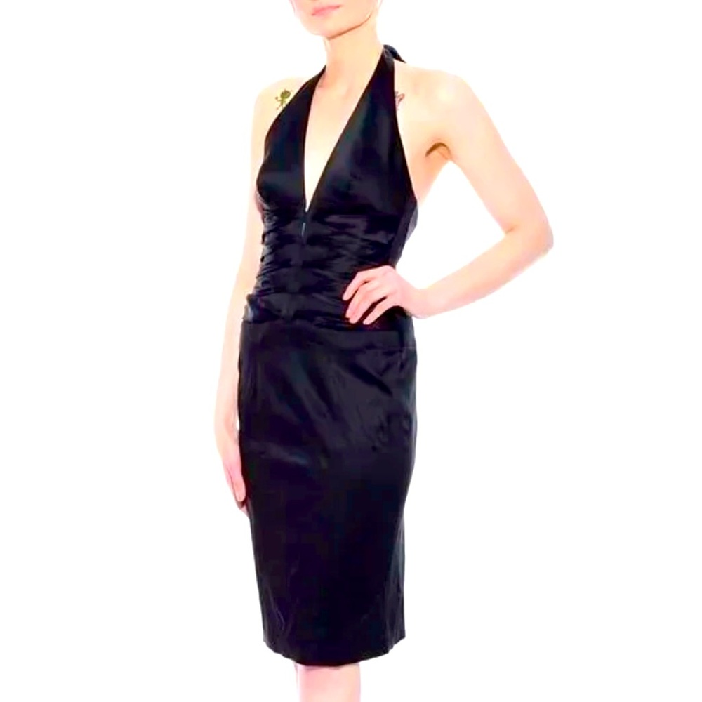 🖤🩷♦️NWT Cache Silk Satin Halter Dress🩷🖤
